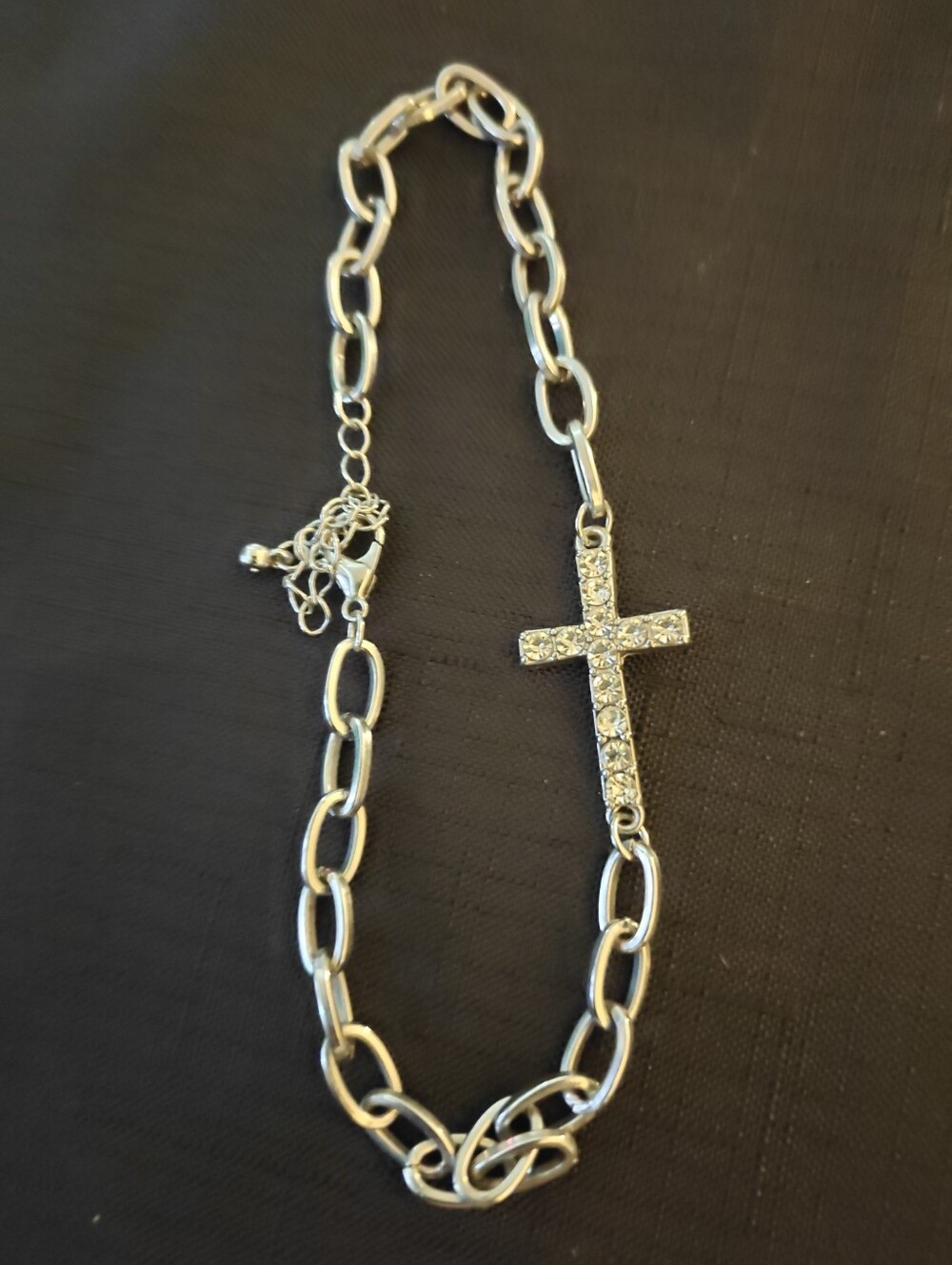 Lane Bryant Women's Silver Plated Cross Charm Chain Ankle Bracelet